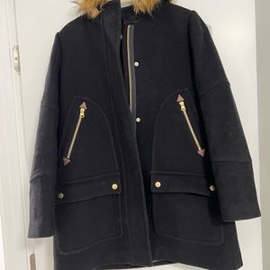 J Crew Stadium Wool Coat Black